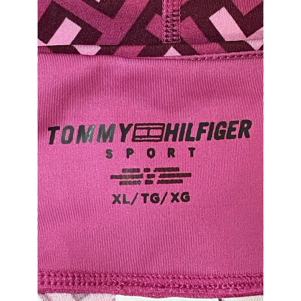 Tommy Hilfiger Sport Bike Shorts Womens XL Pink Purple‎ Geometric Pattern Gym